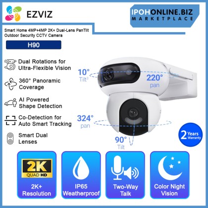 Ezviz H90 Smart Home 4MP+4MP 2K+ Dual-Lens Pan/Tilt Outdoor Security CCTV Camera Ezviz H90 Smart Home 4MP+4MP 2K+ Dual-Lens Pan/Tilt Outdoor Security CCTV Camera